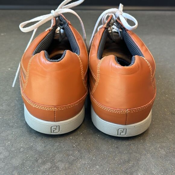 FootJoy Countour Casual 10.5 golf shoes UT logo orange brown - Picture 6 of 13